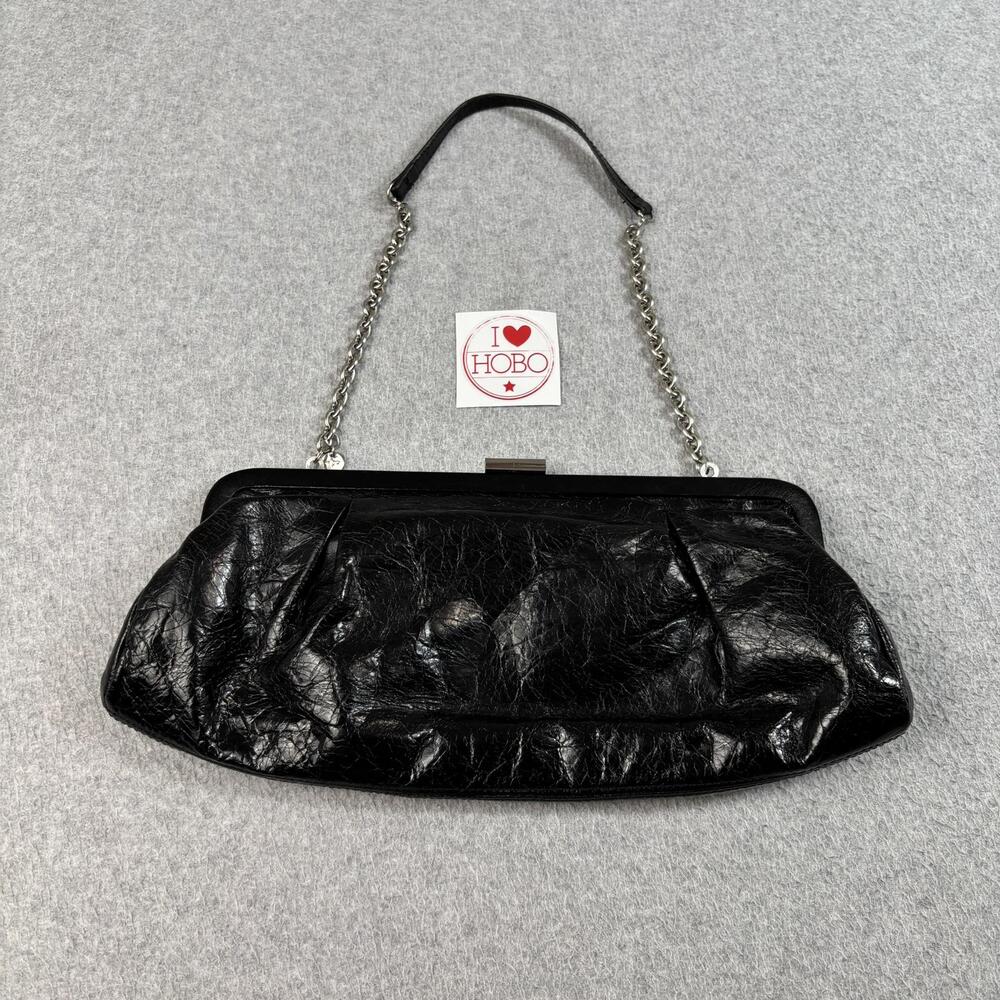 Hobo The Original Shoulder Bag Womens Medium Black Leather Chain Clutch Retro